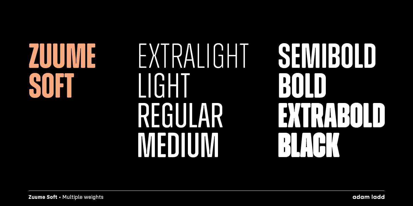 Пример шрифта Zuume Soft Extra Light